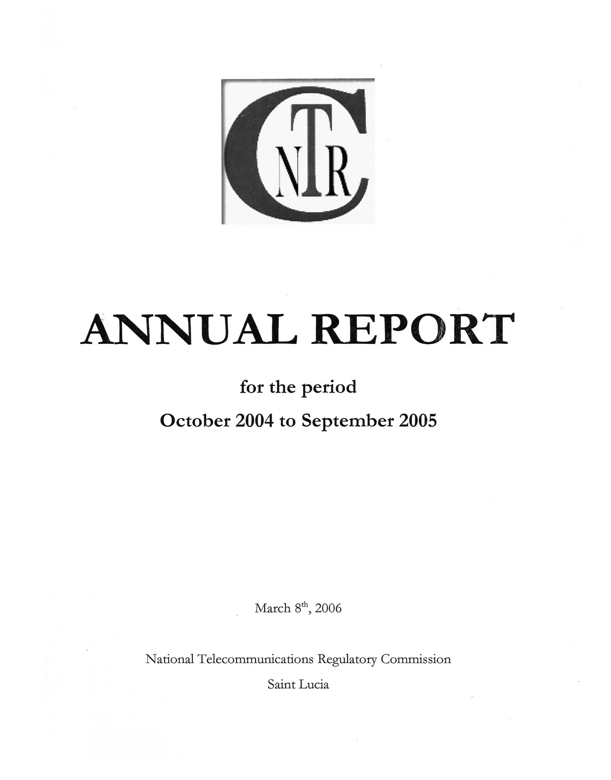 Annual Report Period October 2004 to September 2005
