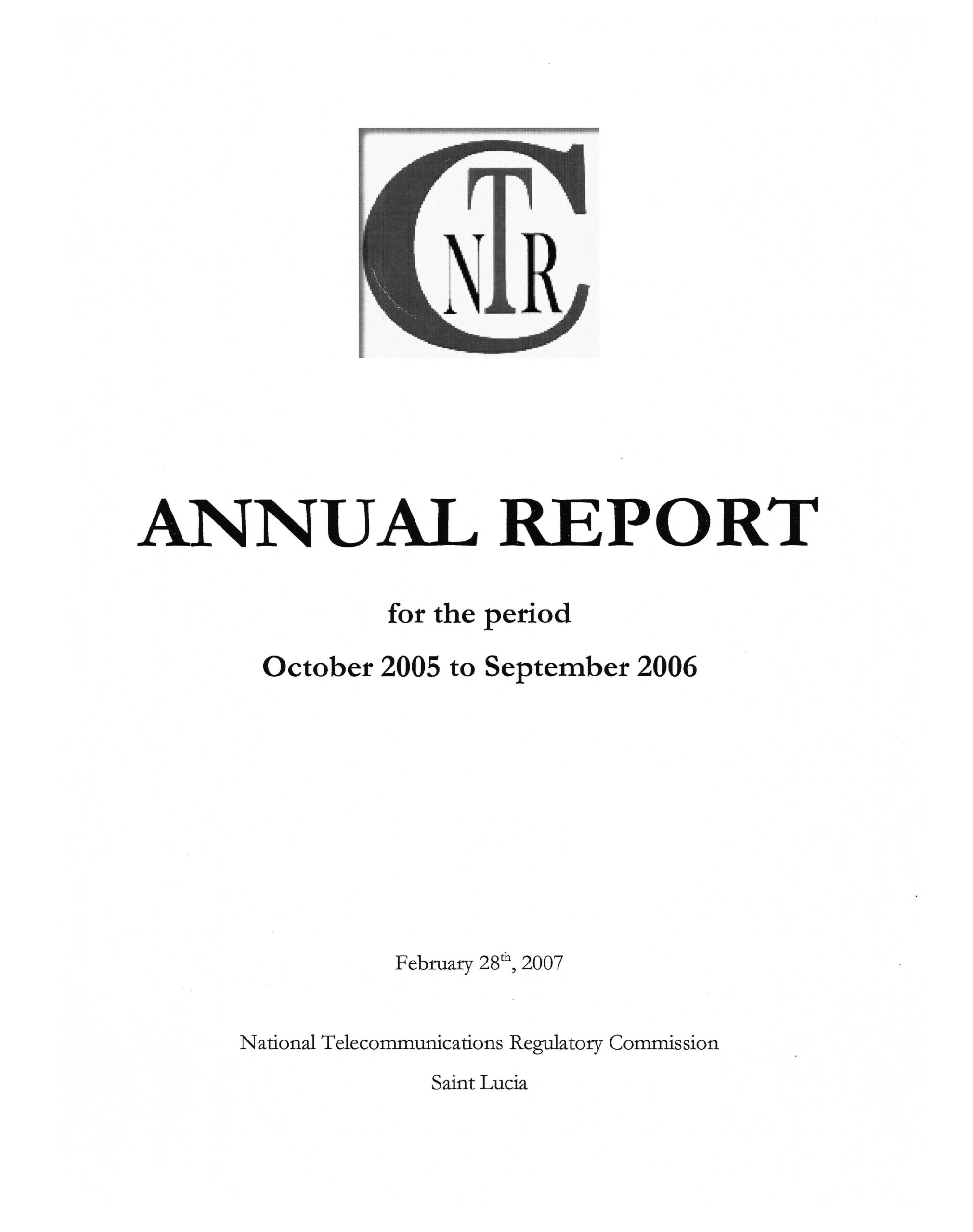 Annual Report Period October 2005 to September 2006