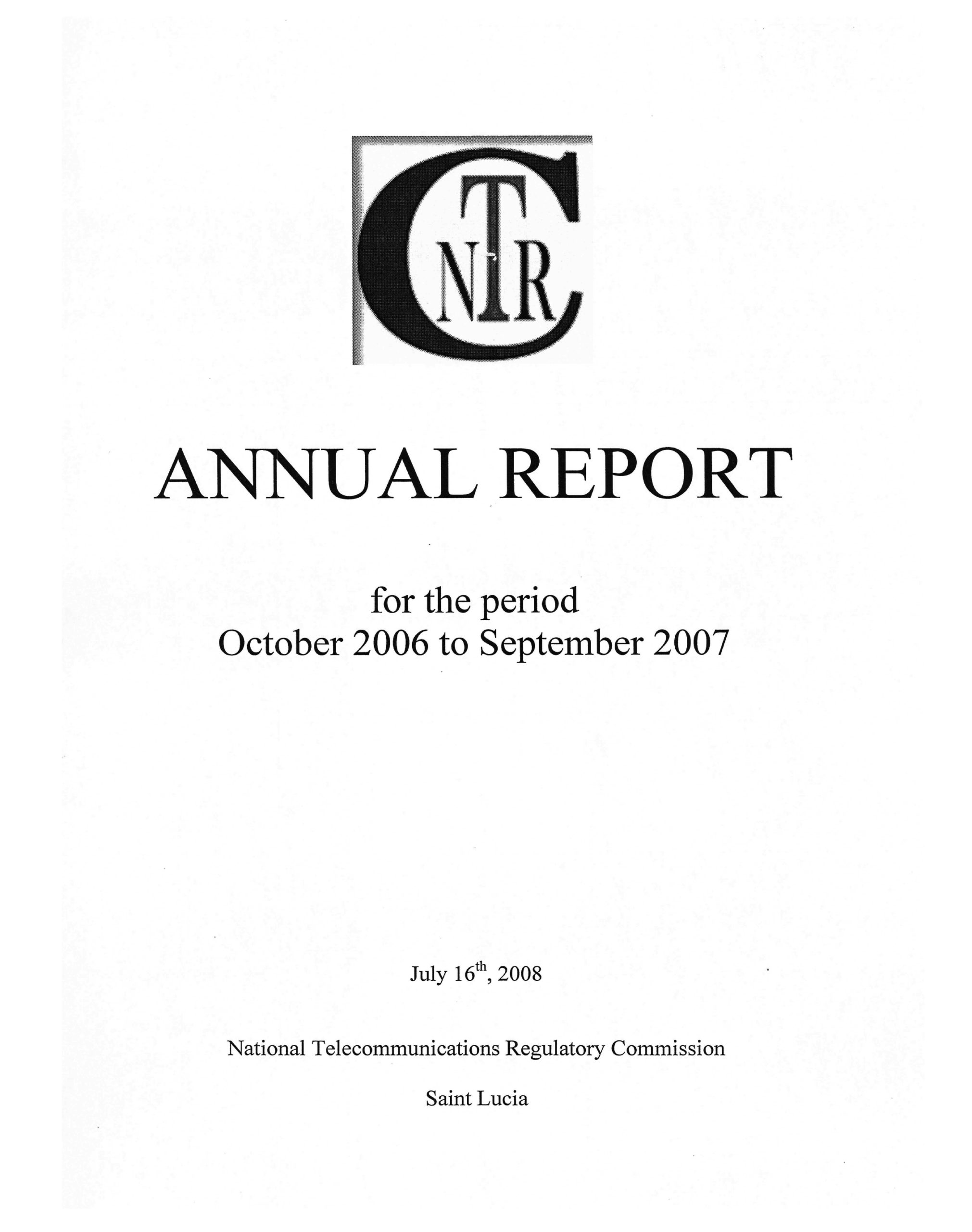 Annual Report Period October 2006 to September 2007