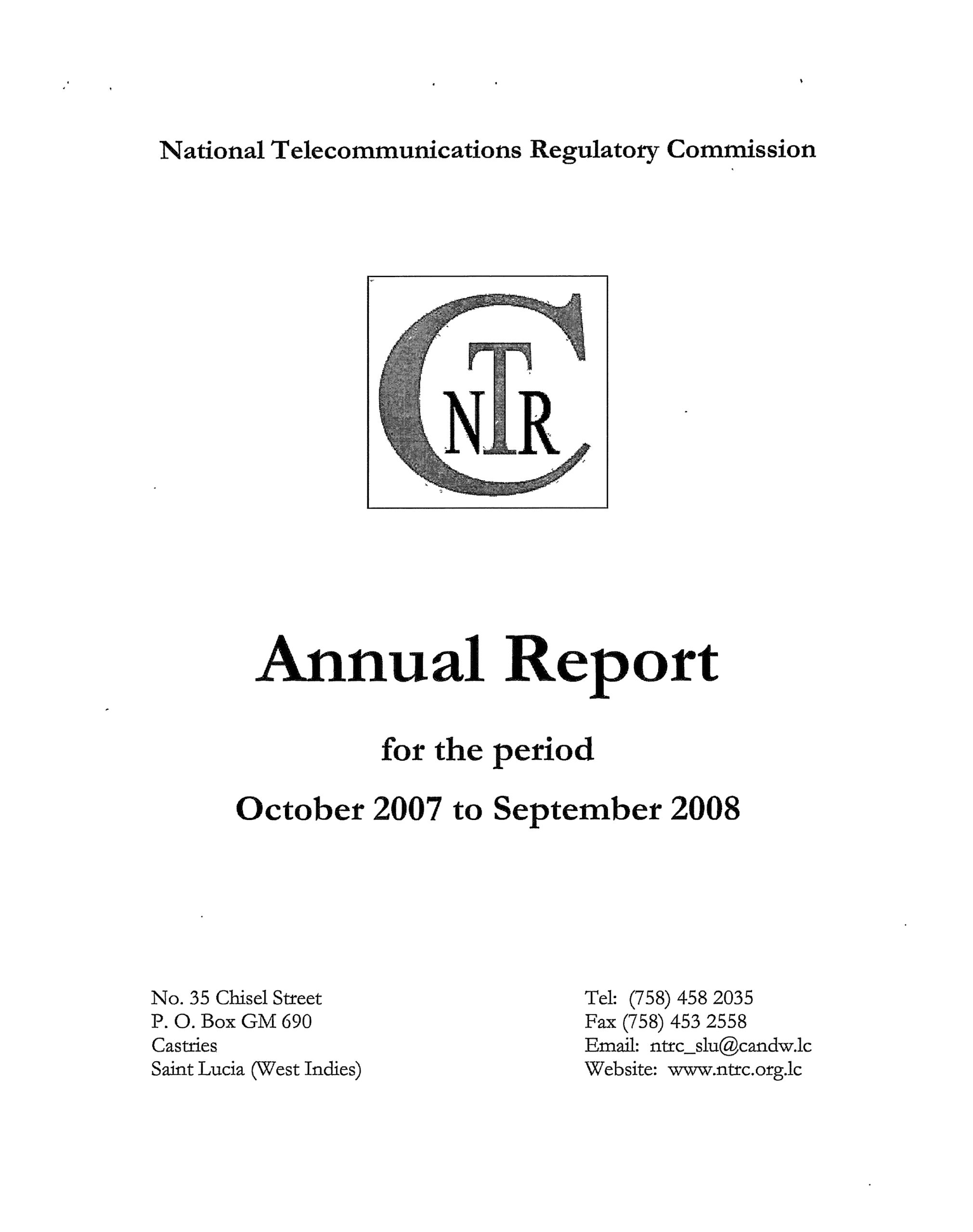 Annual Report Period October 2007  to September 2008