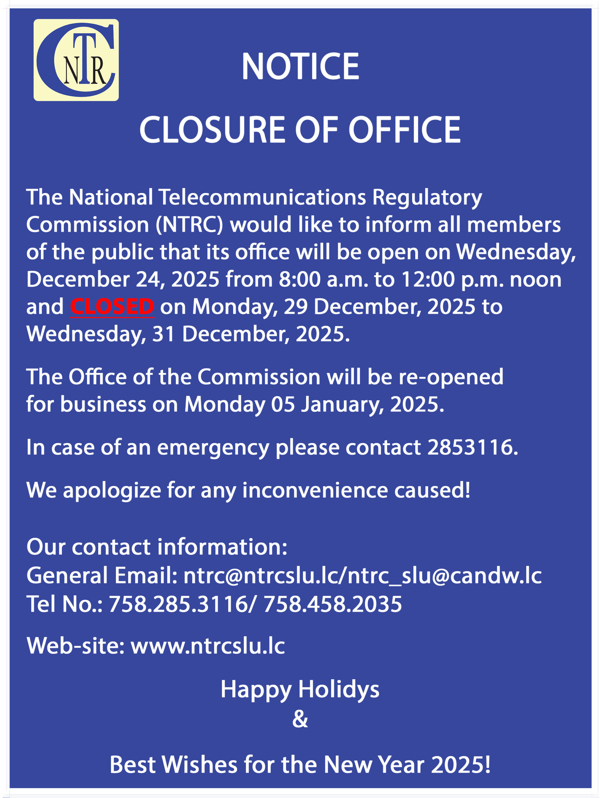Holiday Closure 2025