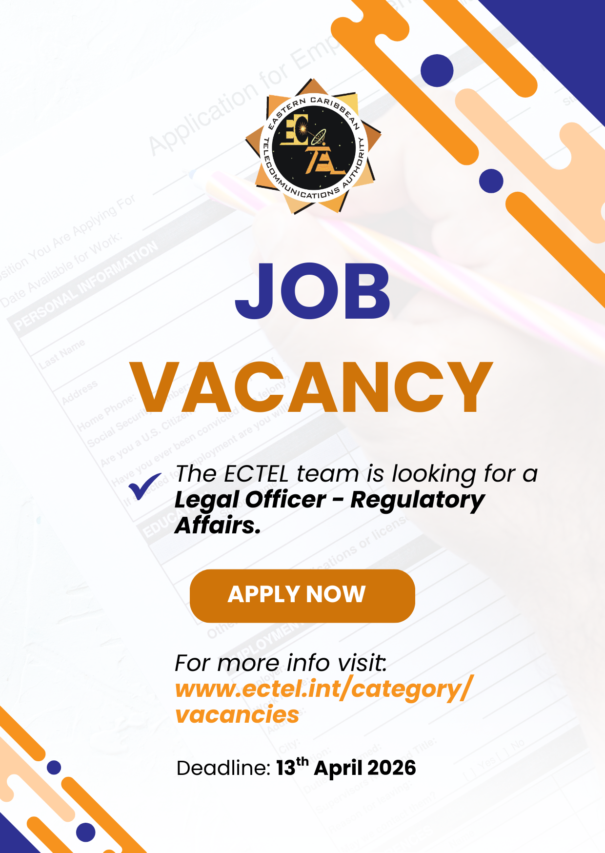 ECTEL Legal Officer Regulatory Affairs Vacancy