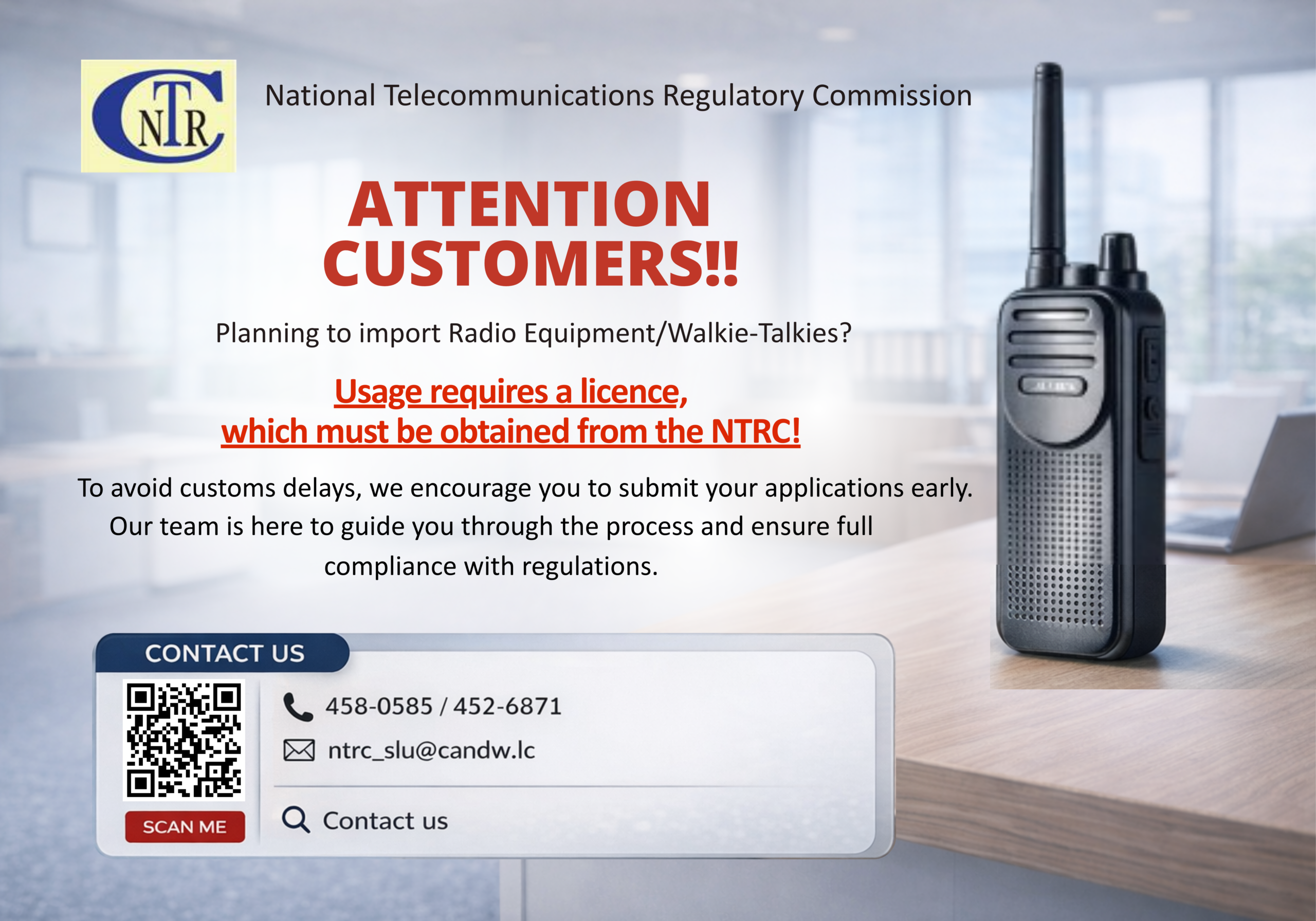 Radio Equipment Walkie Talkie Notice March